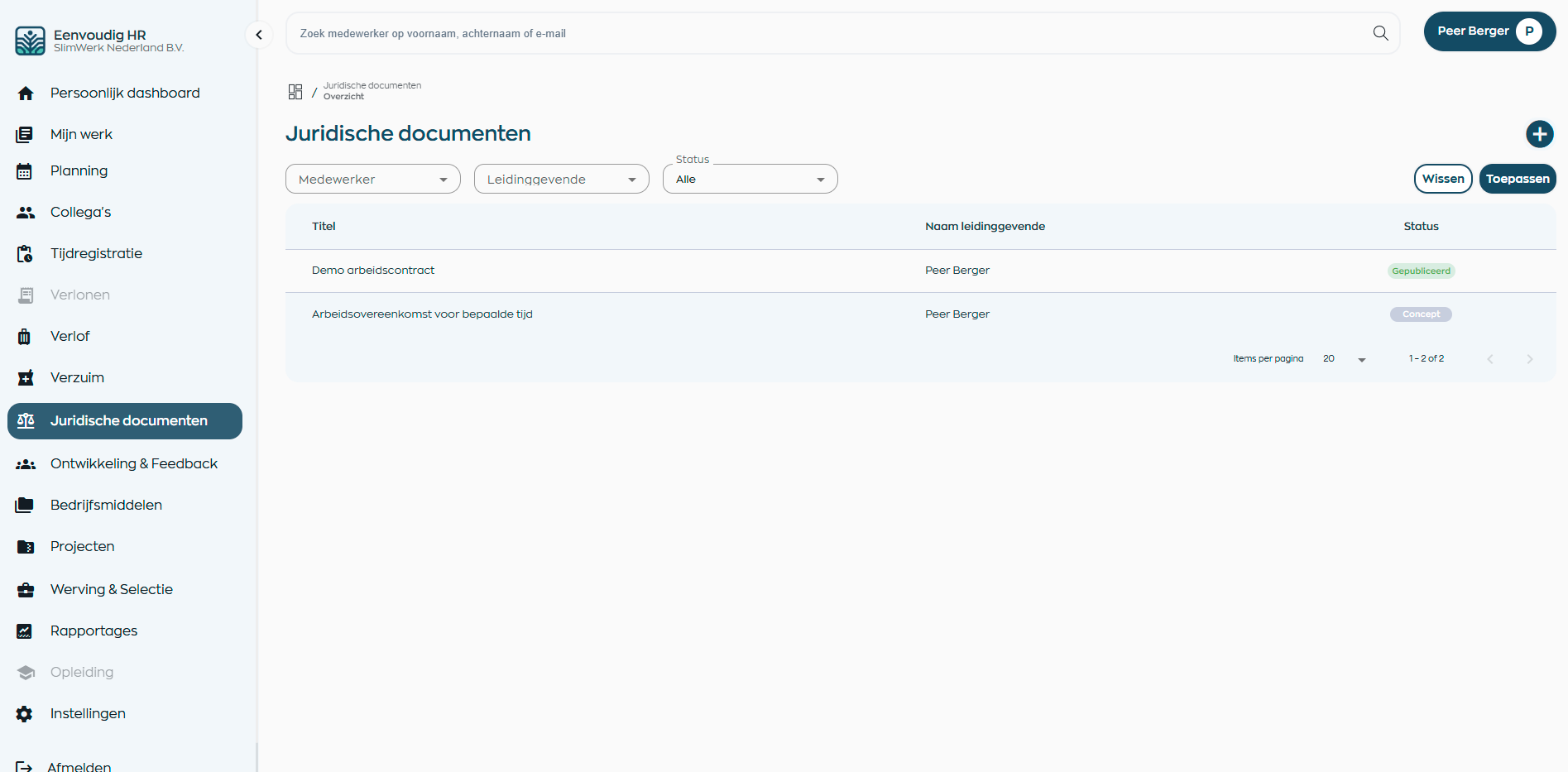 EenvoudigHRJuridische documentenmodule