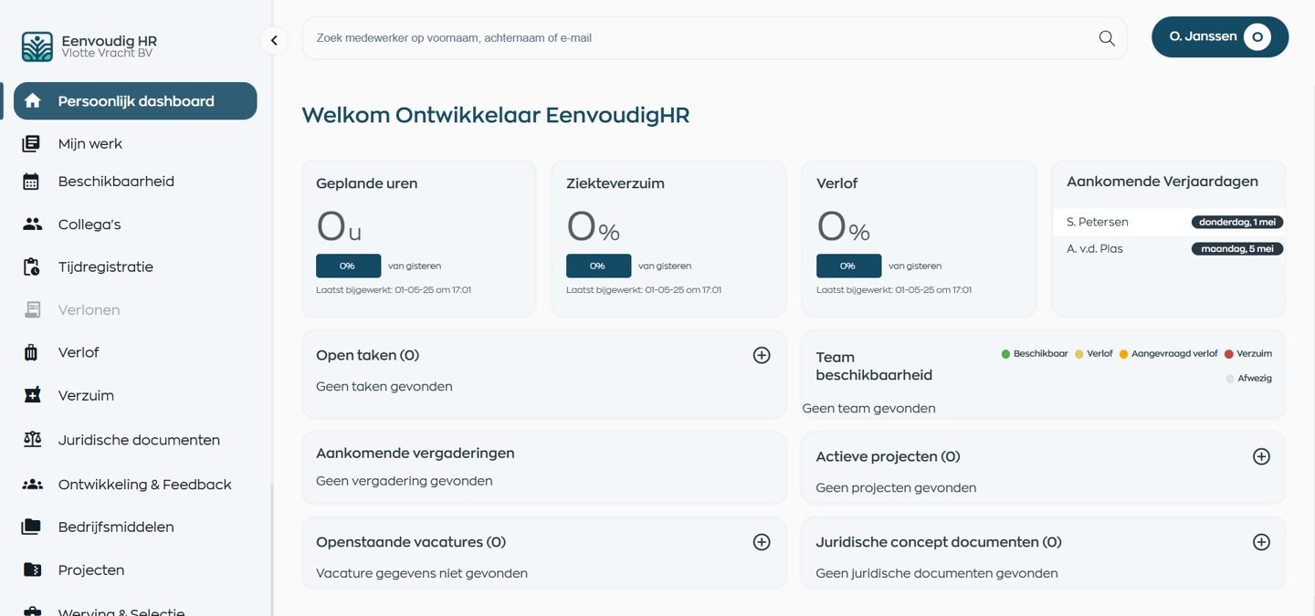 Screenshot EenvoudigHR platform