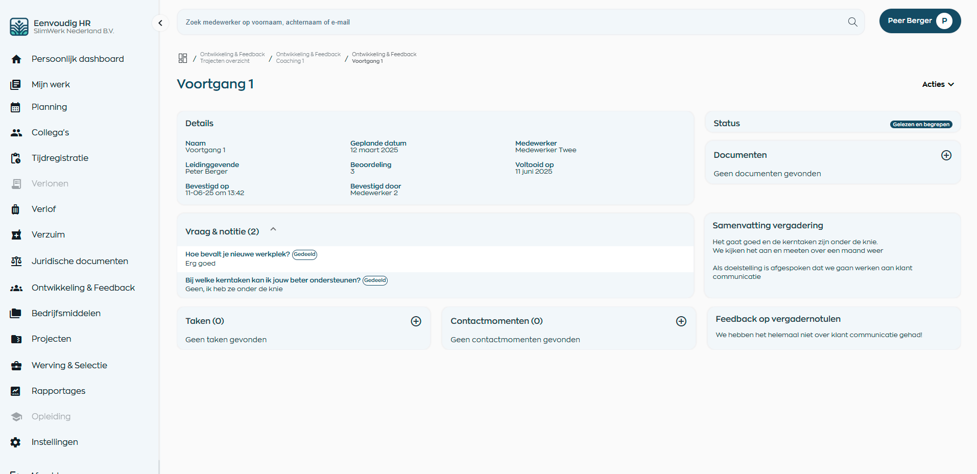 Samenvatting en feedback in gesprek