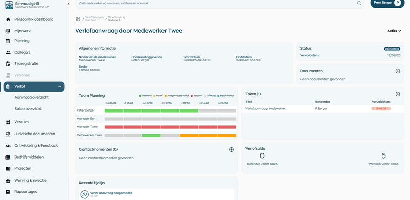 Verlofaanvraag en teamplanning in één overzicht