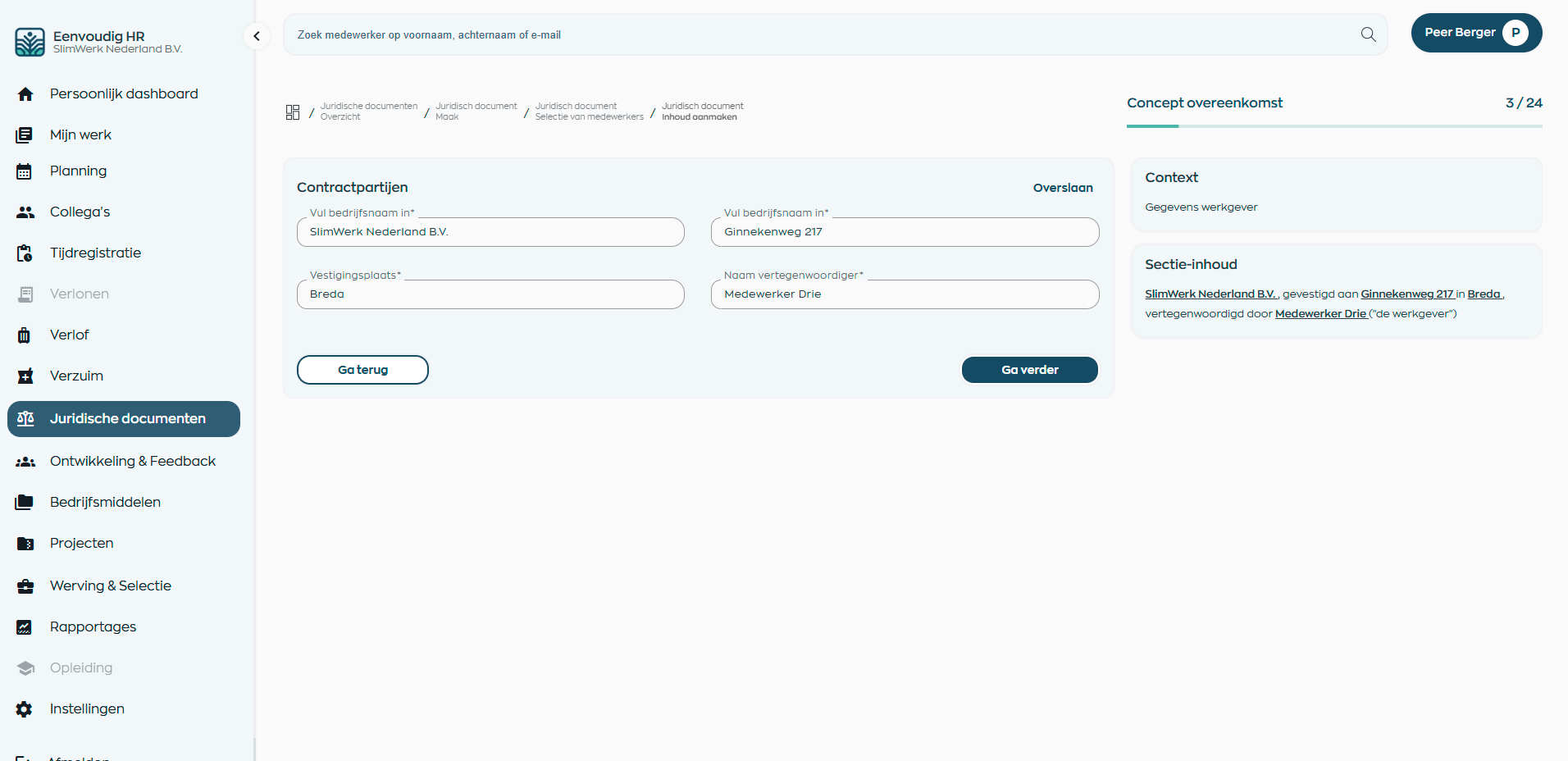 Automatisch ingevulde gegevens in contract