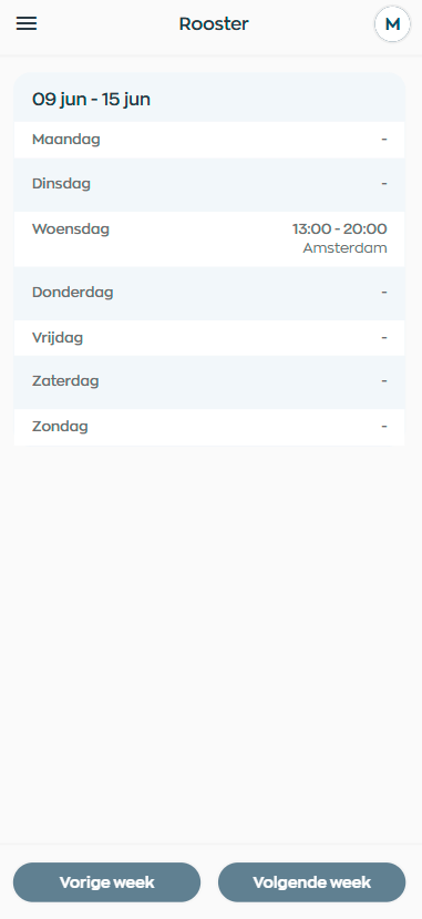 Shift-overzicht en urenweergave per dag